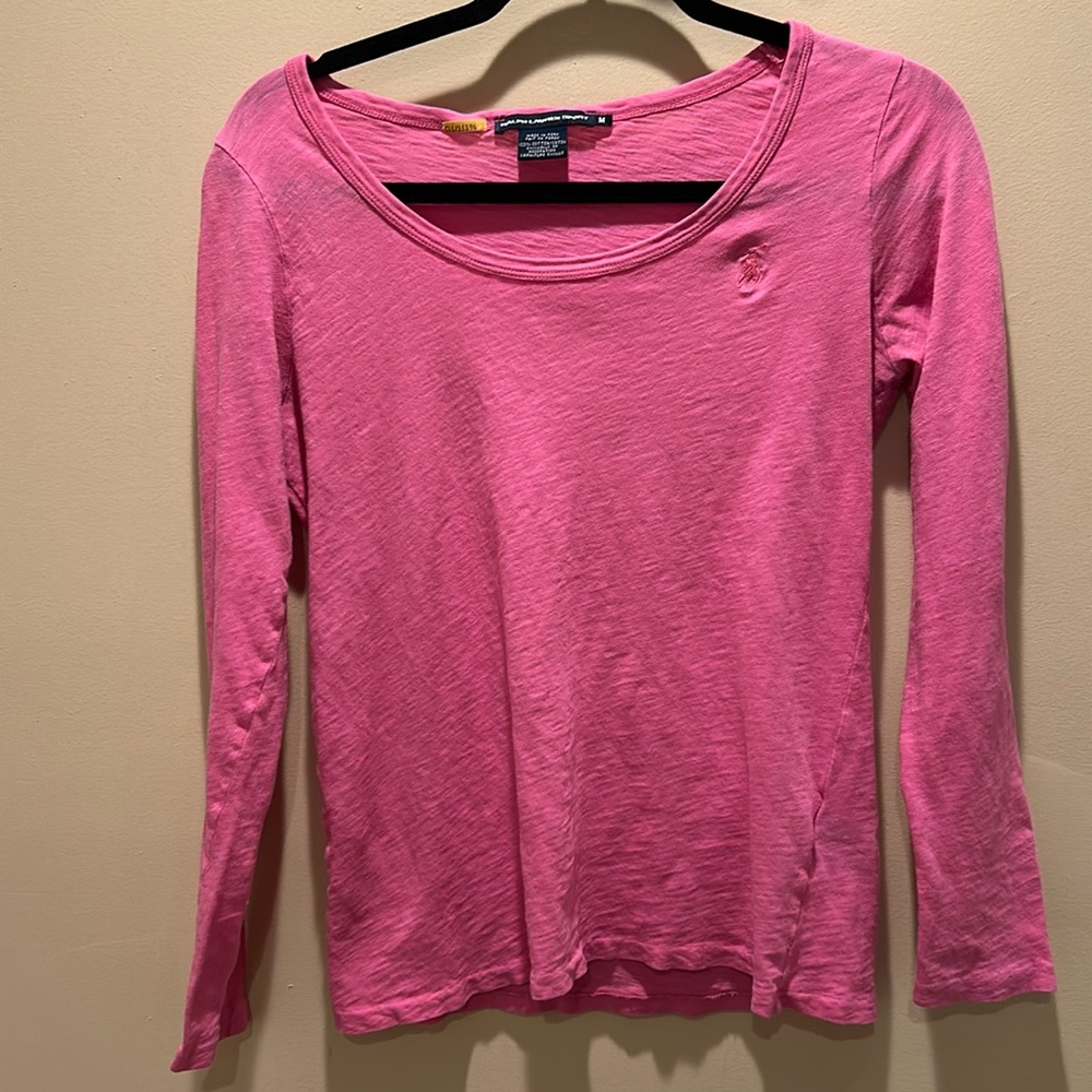 Ralph Lauren sport true pink long sleeve tee scoop neck size M